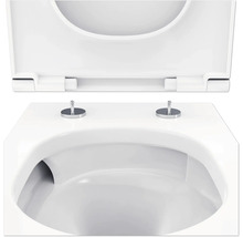 Detailní záběr bílé toalety s otevřeným záchodovým prkénkem