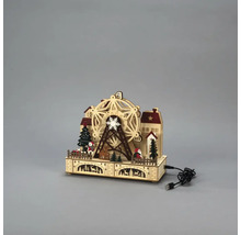 Vánoční dekorace s osvětleným dřevěným ruským kolem