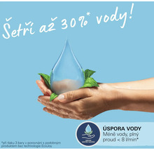 Koncept šetření vodou s kapkou vody v rukou