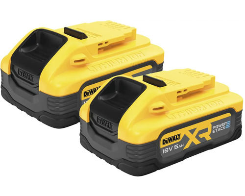 Dva akumulátory DeWalt 18 V 5 ampérhodin XR Power Stack