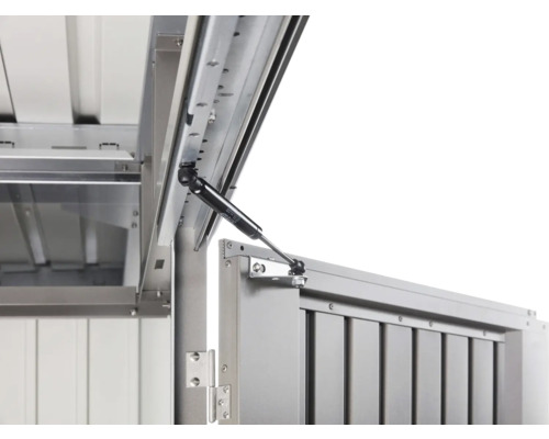 Detailní pohled na úložný box na nářadí s plynovou pružinou