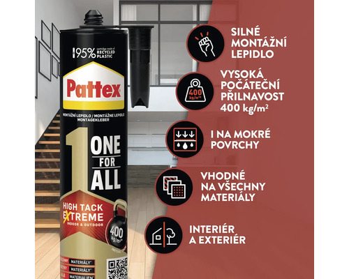 Pattex montážní lepidlo kartuše s informacemi k aplikaci