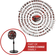 Rodina Einhell Power X-Change se stojanovým ventilátorem a baterií