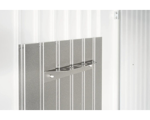 Kovový držák na zahradní nářadí, montovaný na stěnu