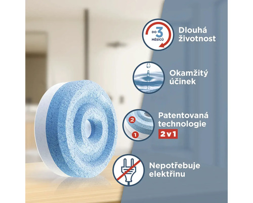 Čisticí kámen na WC s životností až tři měsíce, okamžitým účinkem, patentovanou technologií 2 v 1 a bez spotřeby elektřiny