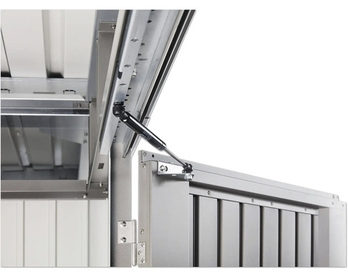 Detail plynové pružiny na kovové konstrukci