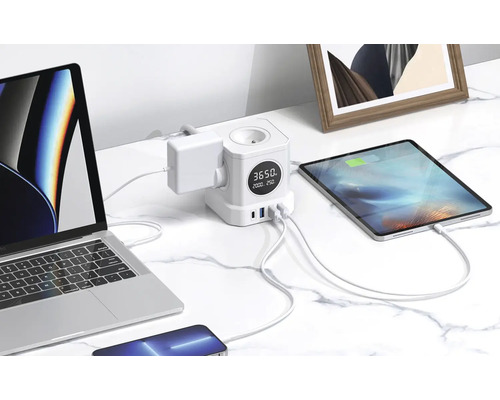 Rozbočka s USB porty, notebook, tablet a smartphone