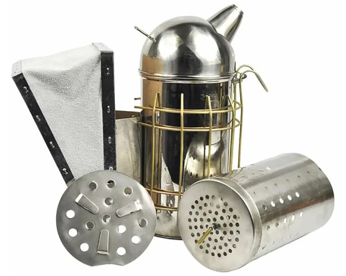 Nerezový včelařský dýmák s příslušenstvím pro tvorbu kouře k uklidnění včel