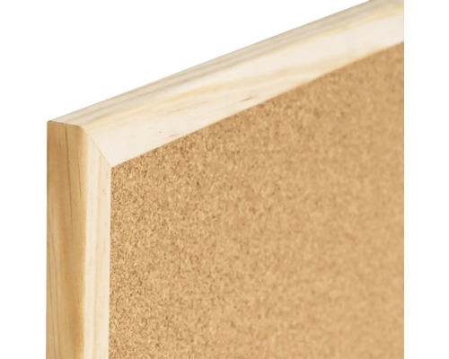 Detail korkové desky s dřevěným rámem