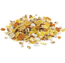 Ingredience do müsli s obilnými vločkami, pufovanou rýží a kousky mrkve