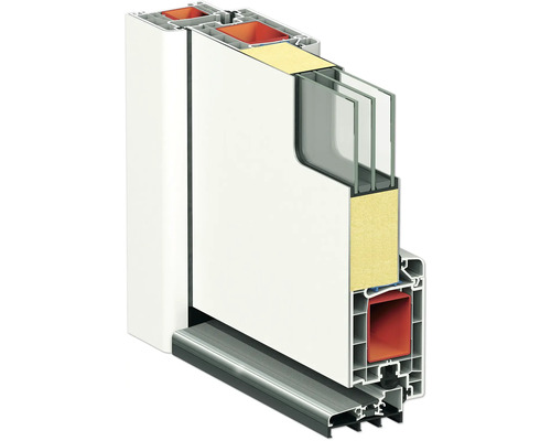 Řez rámem okna s vícevrstvým zasklením