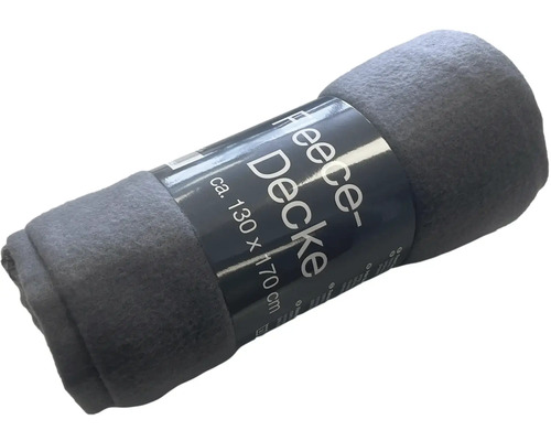 Srolovaná šedá fleecová deka přibližně 130 x 170 centimetrů