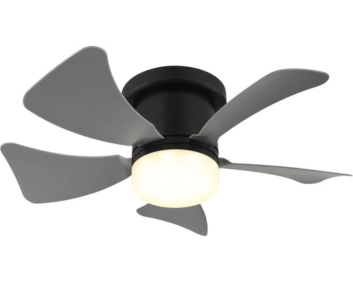 Stropní ventilátor s pěti lopatkami a integrovaným osvětlením.