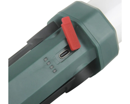 Detailní pohled na USB nabíjecí port na pracovní lampě