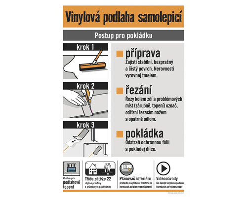 Návod na pokládku samolepicích vinylových podlahových dlaždic ve třech krocích