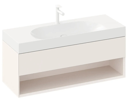 Skříňka pod umyvadlo s umyvadlem a otevřenou policí