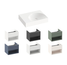 Umyvadlová deska s umyvadlovými skříňkami v různých provedeních