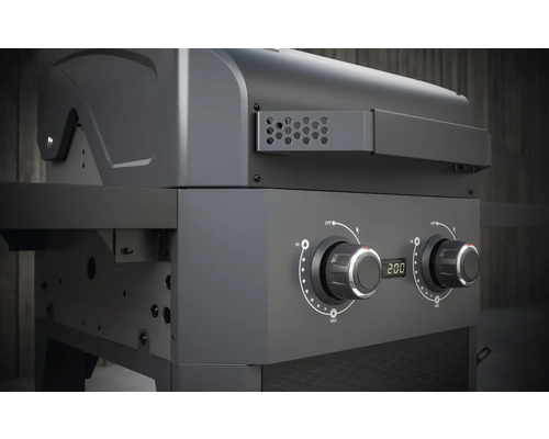 Plynový gril se dvěma regulátory pro regulaci teploty