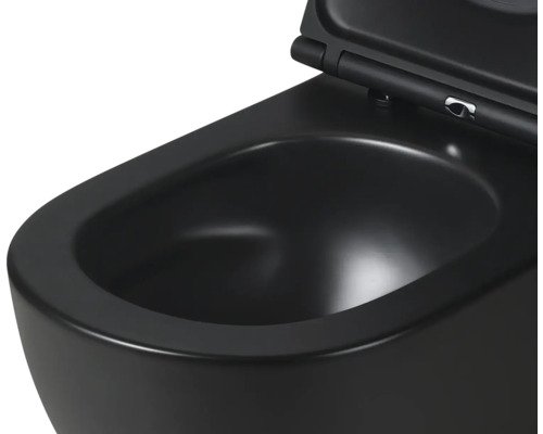 Závěsné WC s hlubokým splachováním, splachovacím kruhem a WC sedátkem