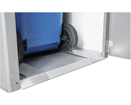 Box na popelnice s popelnicí na rampě