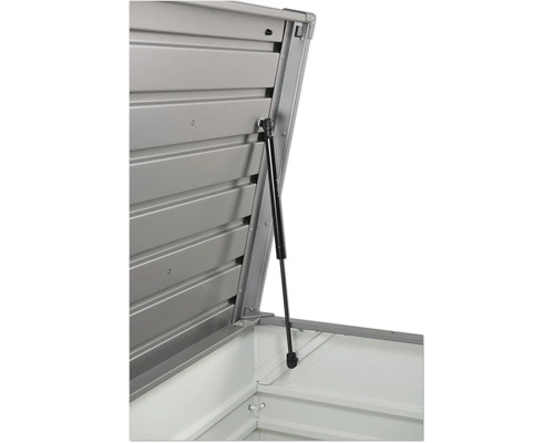 Detailní pohled na otevřený úložný box s plynovou pružinou