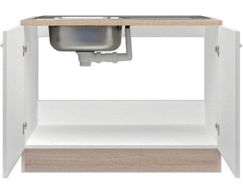 Skříňka pod umyvadlo s otevřenými dvířky a umyvadlem