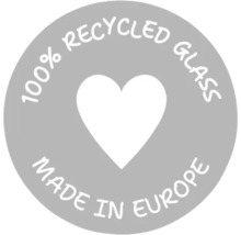 Znacka: 100 procent recyklované sklo, vyrobeno v Evropě