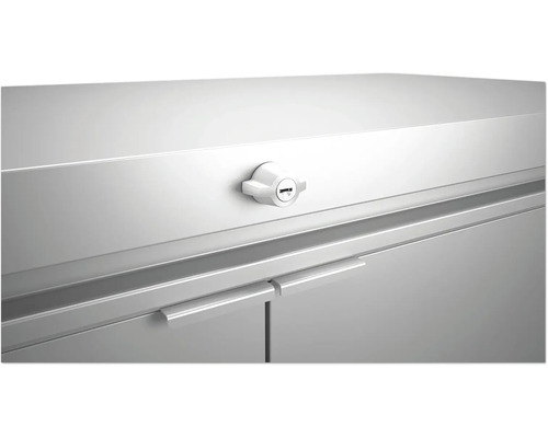 Detail uzamykatelné kovové skříně s madly