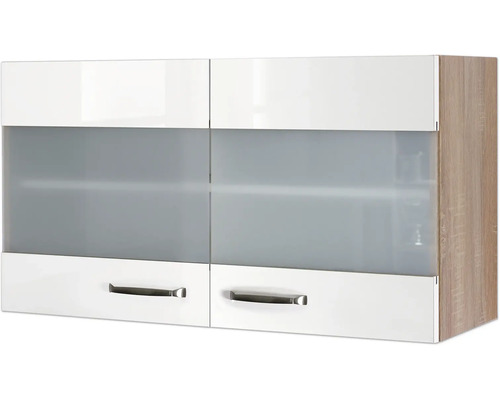 Kuchyňská závěsná skříňka se dvěma dvířky, dvěma zásuvkami a úchyty