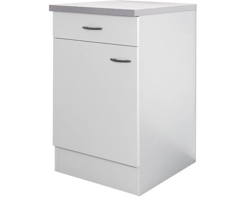 Bílá spodní skříňka se zásuvkou a dvířky do koupelny nebo kuchyně