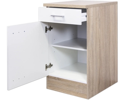 Noční stolek se zásuvkou, dvířky a policemi