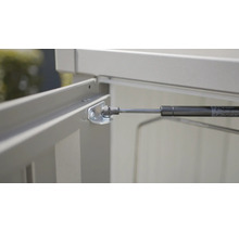 Detailní pohled na plynovou pružinu pro podporu při otevírání a zavírání klapek nebo dveří
