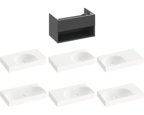 Skříňka pod umyvadlo s různými umyvadly do koupelny