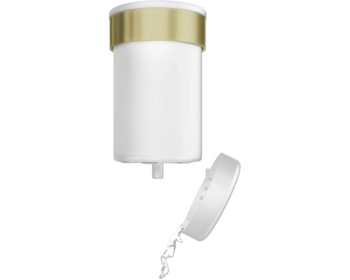 Vodní filtrační patrona s otevřeným víkem, ze které teče voda