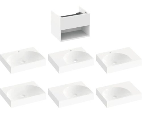 Skříňka pod umyvadlo se šesti umyvadly