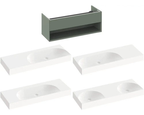 Skříňka pod umyvadlo s různými variantami umyvadel na výběr