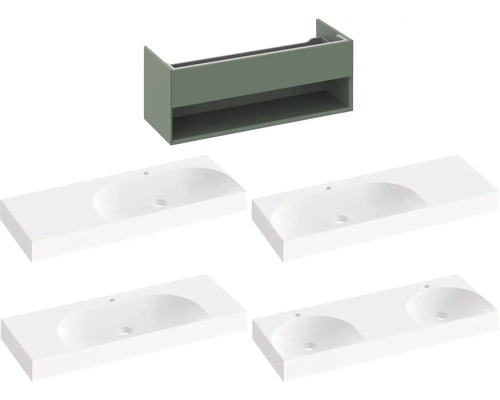 Skříňka pod umyvadlo s odpovídajícími umyvadly do koupelny