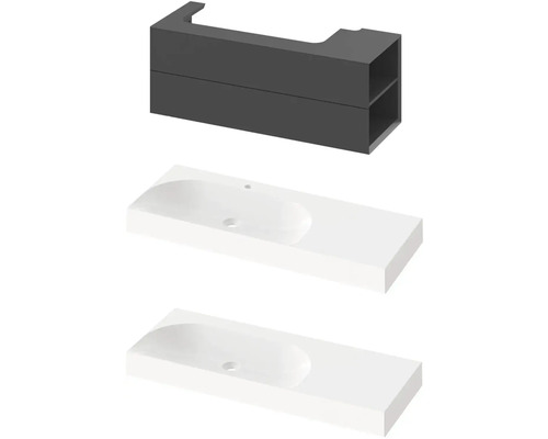 Umyvadlo se skříňkou pro montáž na stěnu