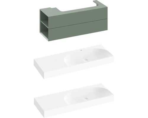 Umyvadlo s umyvadlovou skříňkou a odkládacími plochami