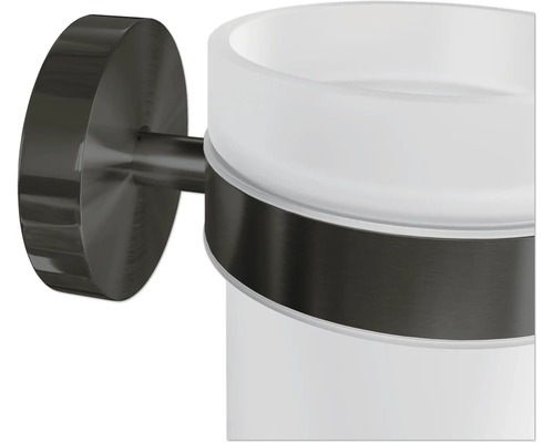 Nástěnný držák na kelímek na zubní kartáčky z kovu a skla