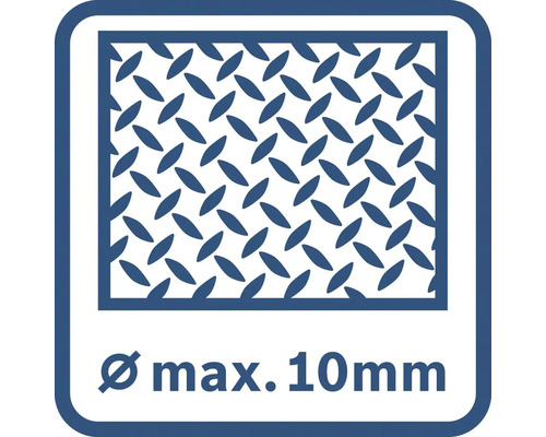 Symbol: Vhodné pro průměry vrtání do maximálně 10 mm