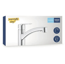 Balení kuchyňské baterie Grohe s výsuvnou sprchou a dvěma typy proudu