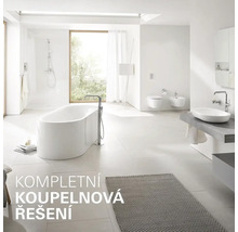 Světlá koupelna s vanou, umyvadlem, toaletou, bidetem a sprchou
