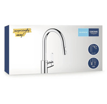 Balení kuchyňské baterie Grohe s výsuvnou sprchou