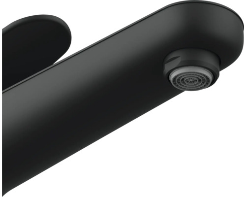 Černá vodovodní baterie s kulatým výtokem