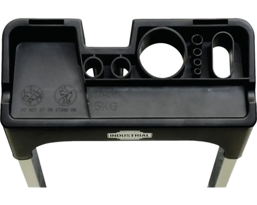 Odkládací přihrádka pro schůdky s přihrádkami na nářadí a maximální nosností 5 kilogramů