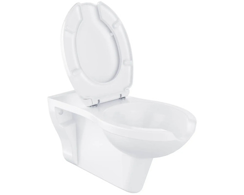 Závěsná hlubokosplachovací toaleta s otevřeným záchodovým prkénkem