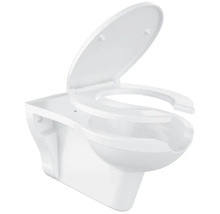 Závěsné WC s hlubokým splachováním, otevřeným splachovacím kruhem a WC sedátkem