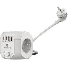 Zásuvková kostka s USB porty a síťovou zástrčkou