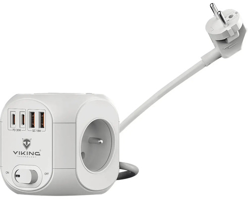 Zásuvková kostka s USB porty a síťovou zástrčkou